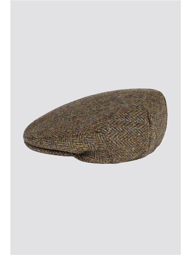  Green Harris Tweed Flat Cap