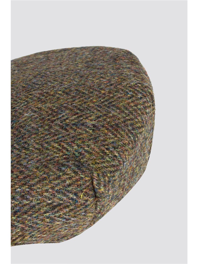  Green Harris Tweed Flat Cap