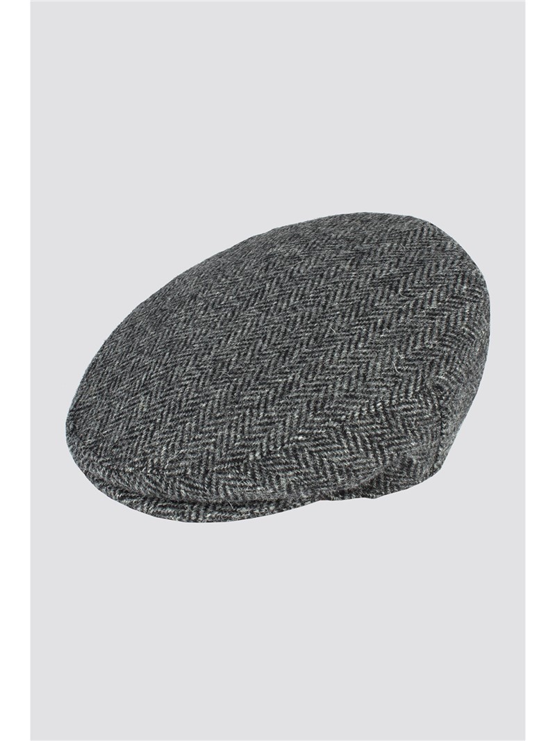  Grey Harris Tweed Flat Cap