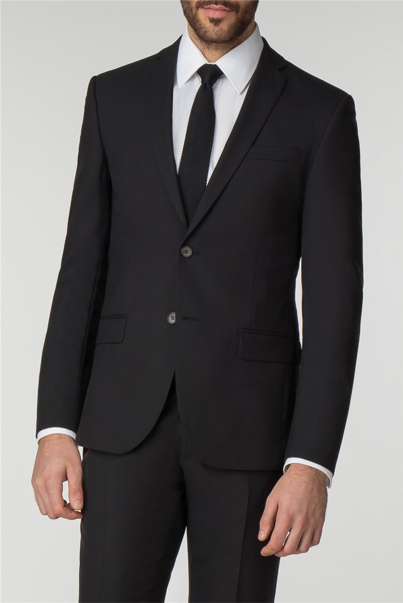  Black Panama Tailored Fit Suit Jacket