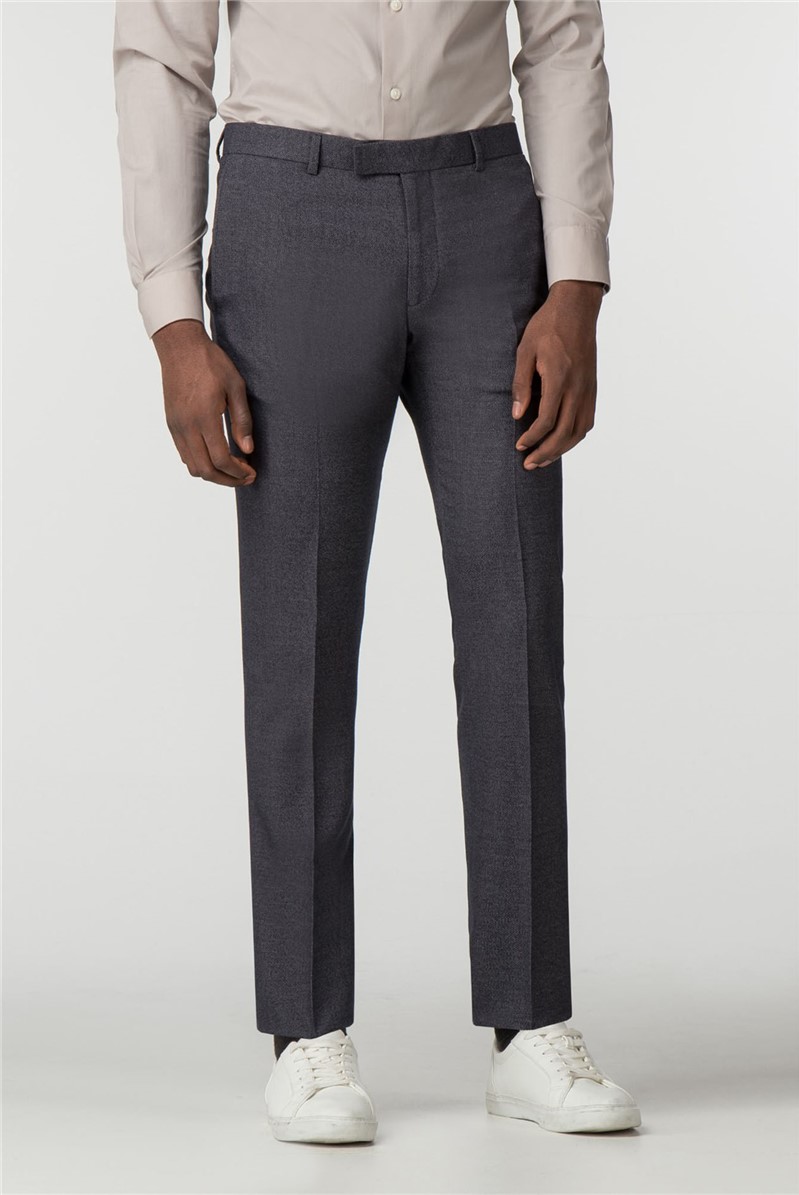 Limehaus Navy Textured Skinny Fit Trousers