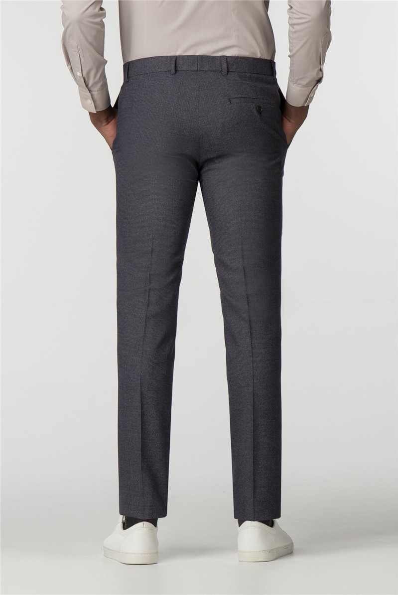 Limehaus Navy Textured Skinny Fit Trousers