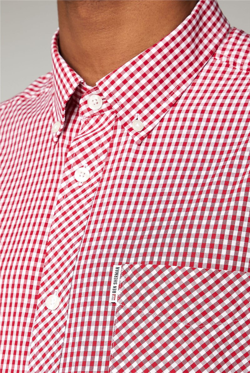  Red Short Sleeved Gingham Shirt