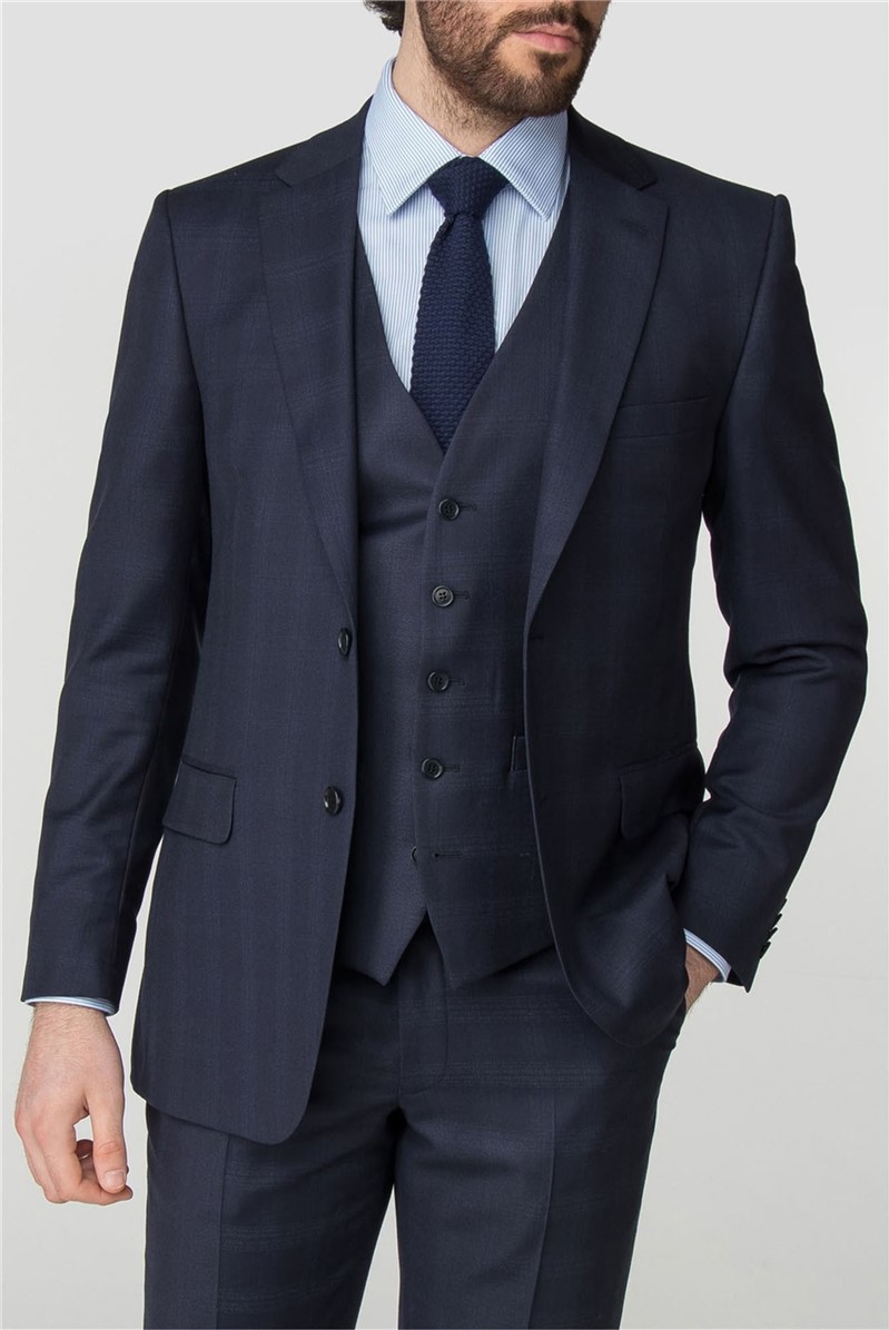  Regular Fit Navy Check Jacket