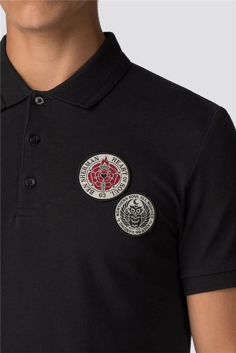 Ben Sherman | Black Soul Badge Polo Shirt | SuitDirect.co.uk