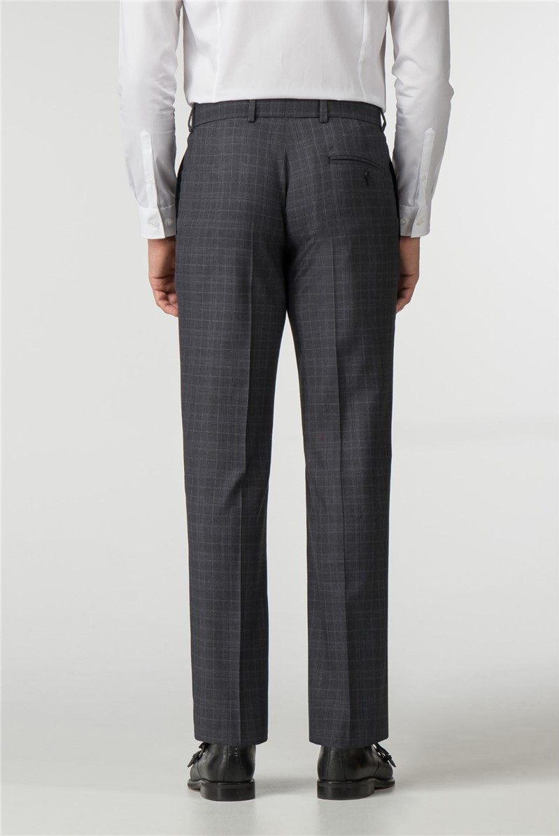  Tailored Fit Charcoal Check Suit Trouser