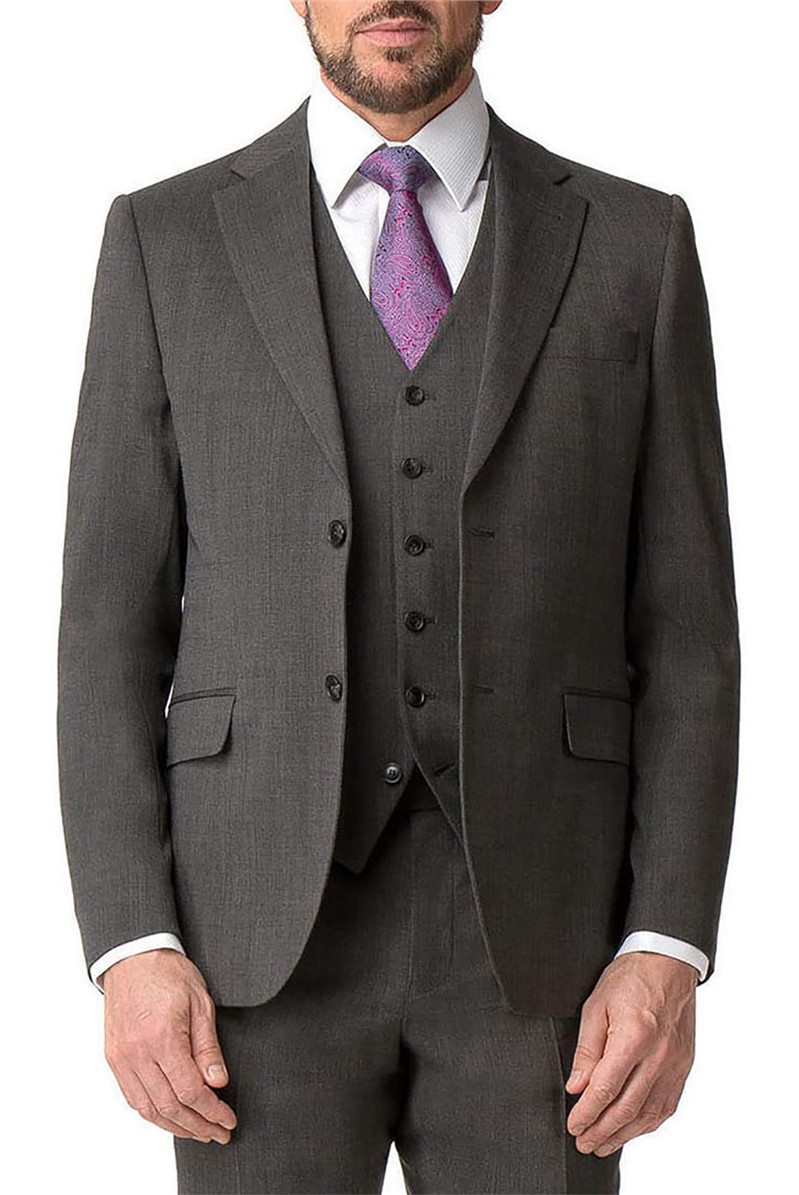  Regular Fit Grey Textured Travel Suit Jacket