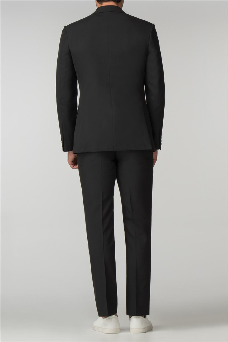  Tailored Fit Black Panama Suit Jacket