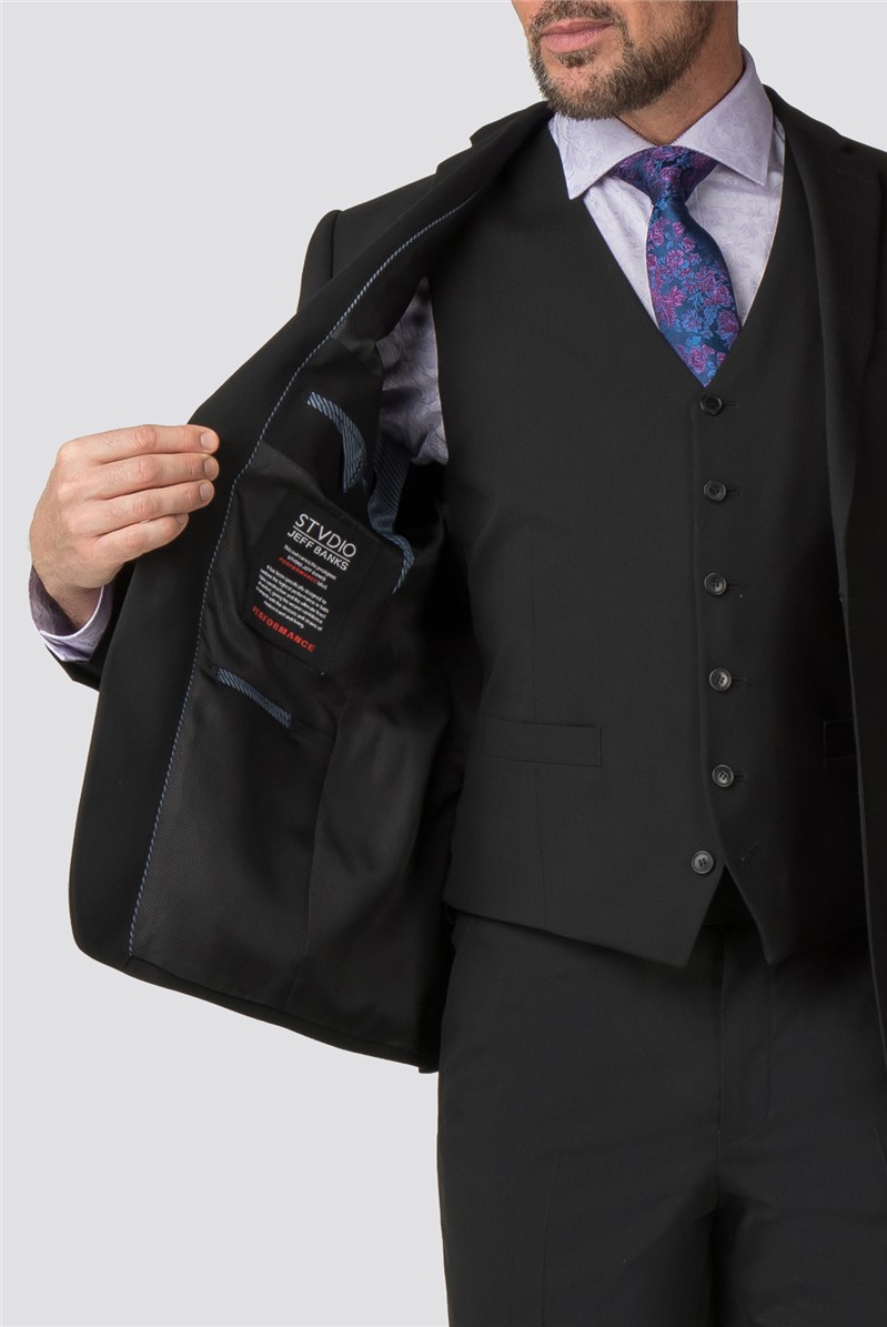 Stvdio Tailored Fit Black Performance Suit Jacket