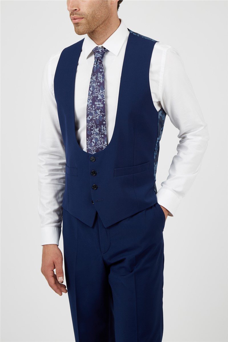  Tailored Fit Blue Plain Suit Jacket