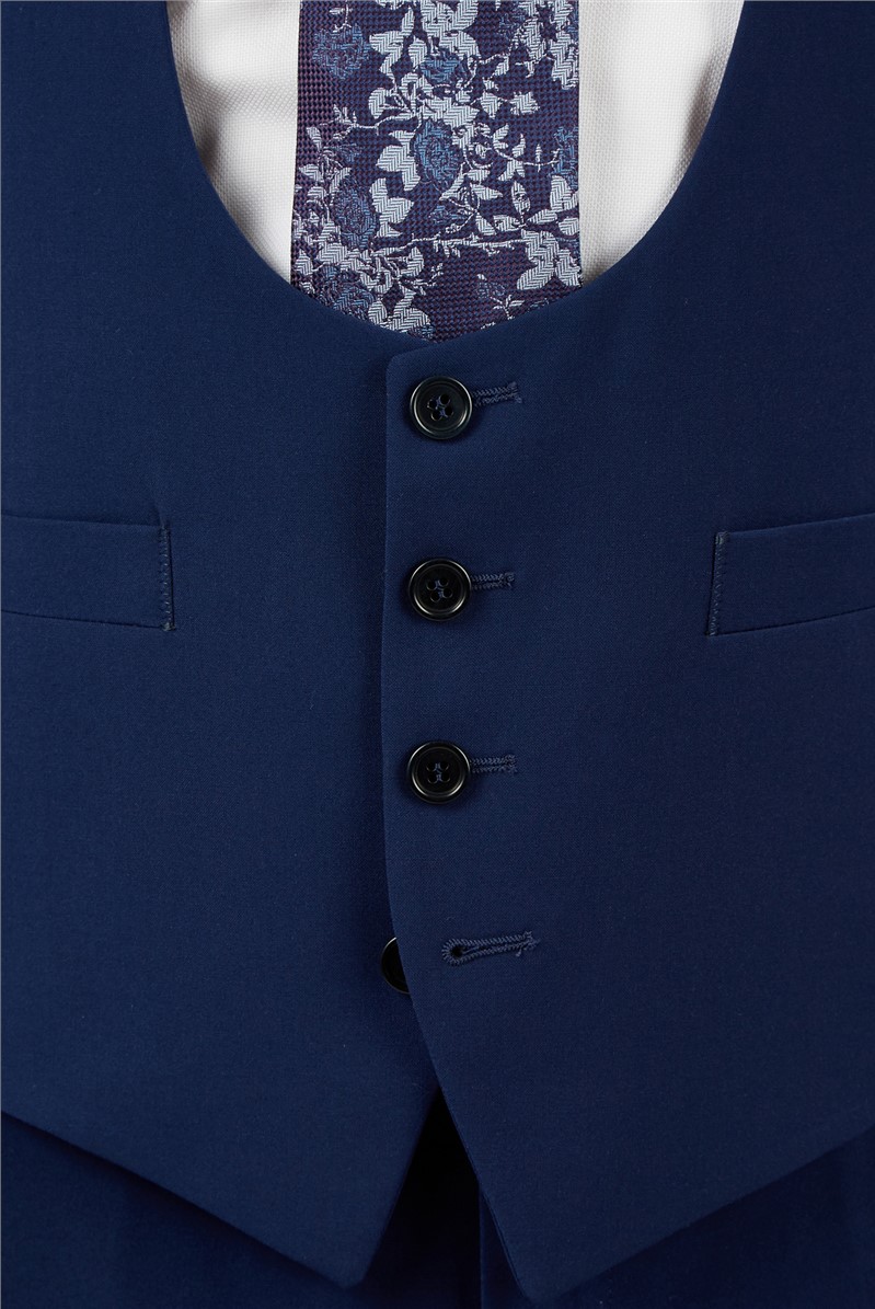  Tailored Fit Blue Plain Suit Jacket