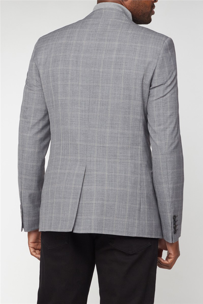 Slim Fit Grey Big Check Suit Jacket