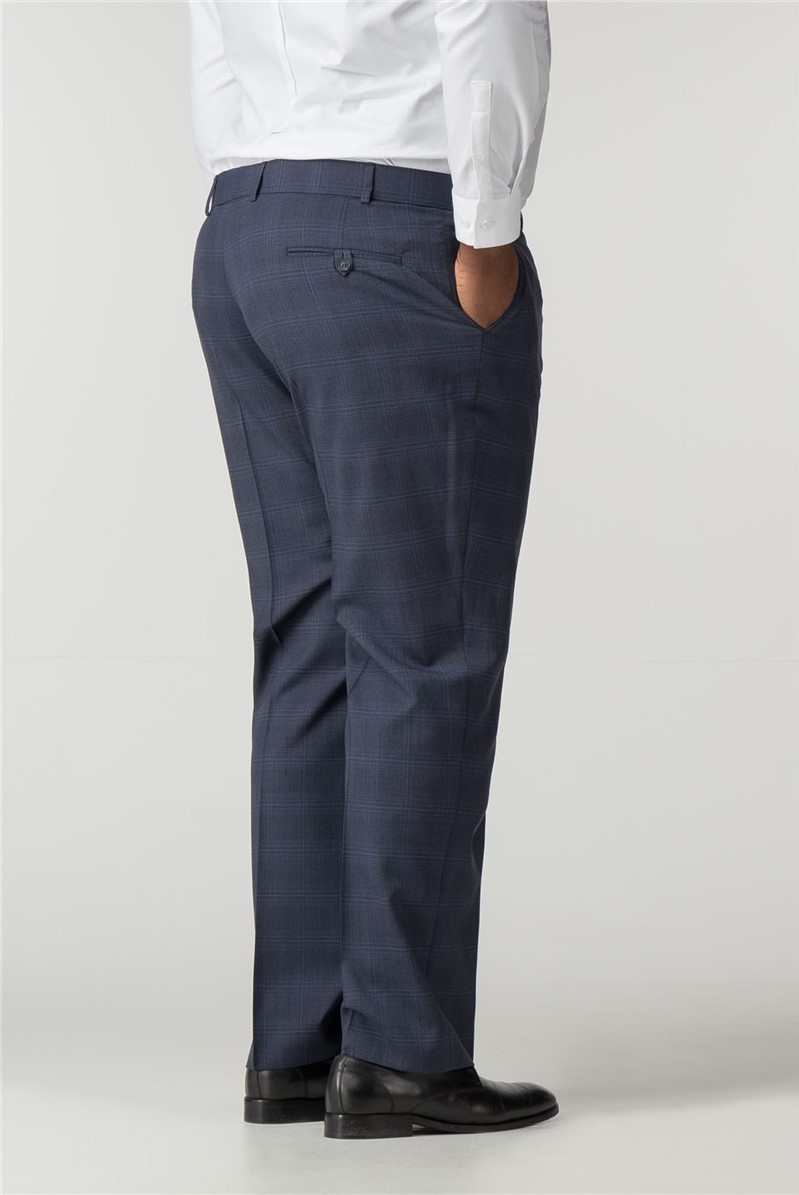 Blue Check Regular Fit Trousers