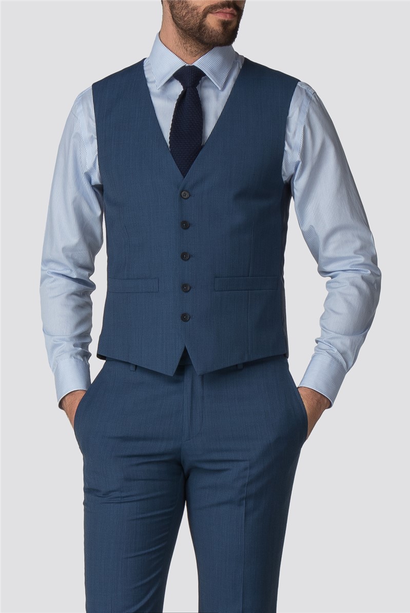  Bright Blue Pick and Pick Suit Waistcoat