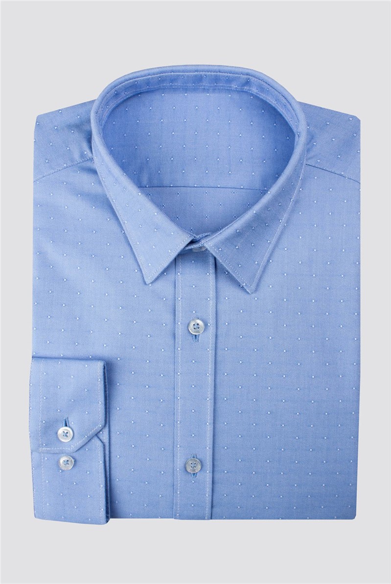  Blue Textured Spot Shirt