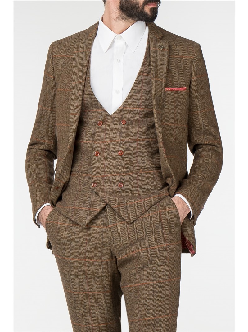 Nelson Brown Tweed Check Slim Fit Jacket