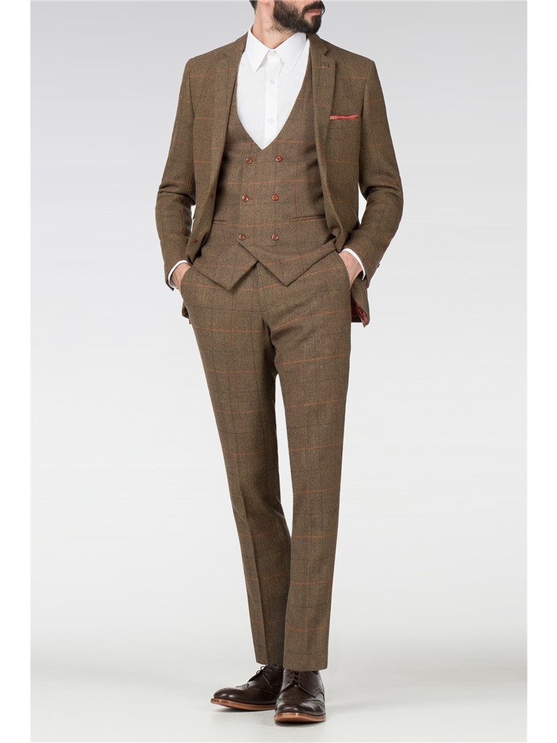 Nelson Brown Tweed Check Slim Fit Jacket