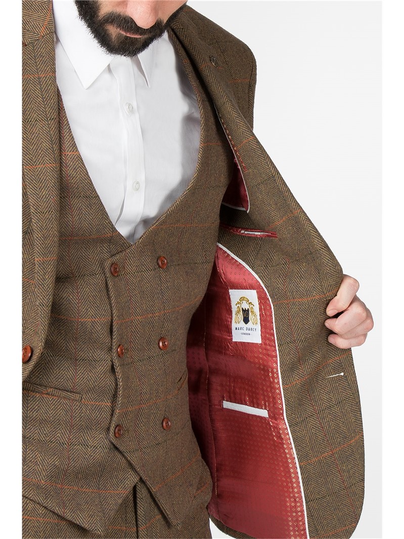 Nelson Brown Tweed Check Slim Fit Jacket