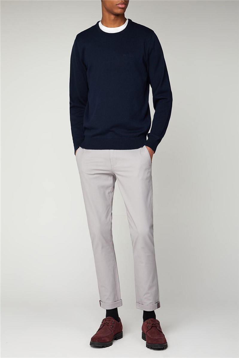  Navy Plain Crew Neck