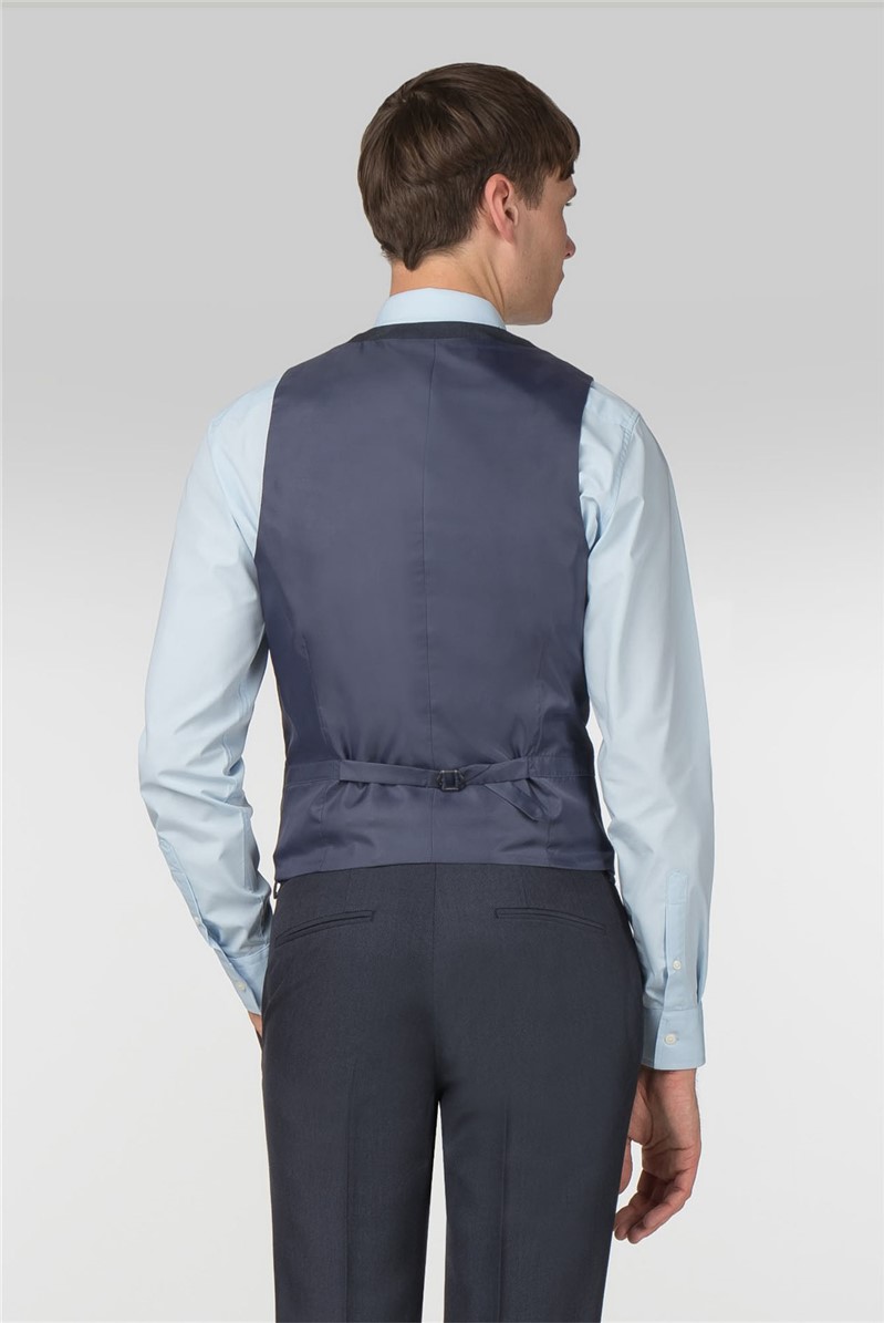  Navy Textured Slim Fit Waistcoat