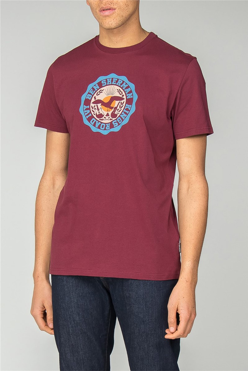 Ben Sherman Wine Red Kings Road Logo Tee Suit Direct