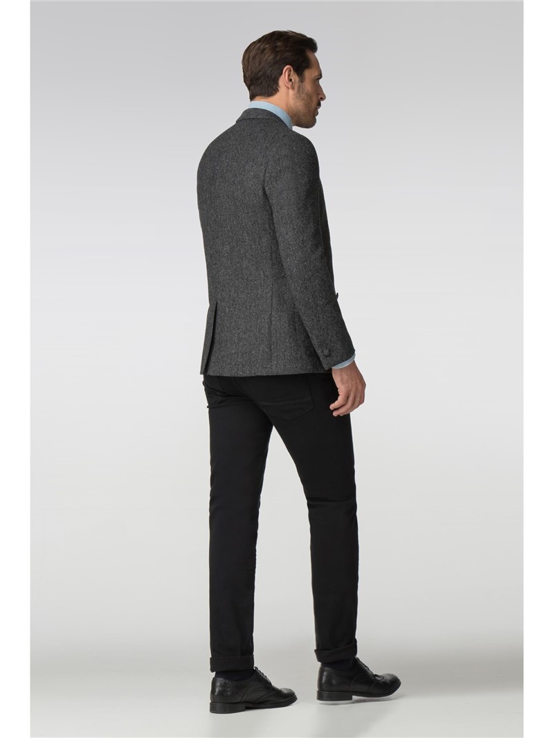 Mens black and outlet white herringbone jacket