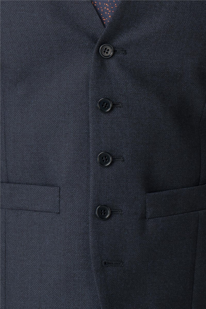 Adwick Tailored Fit Navy Textured Waistcoat