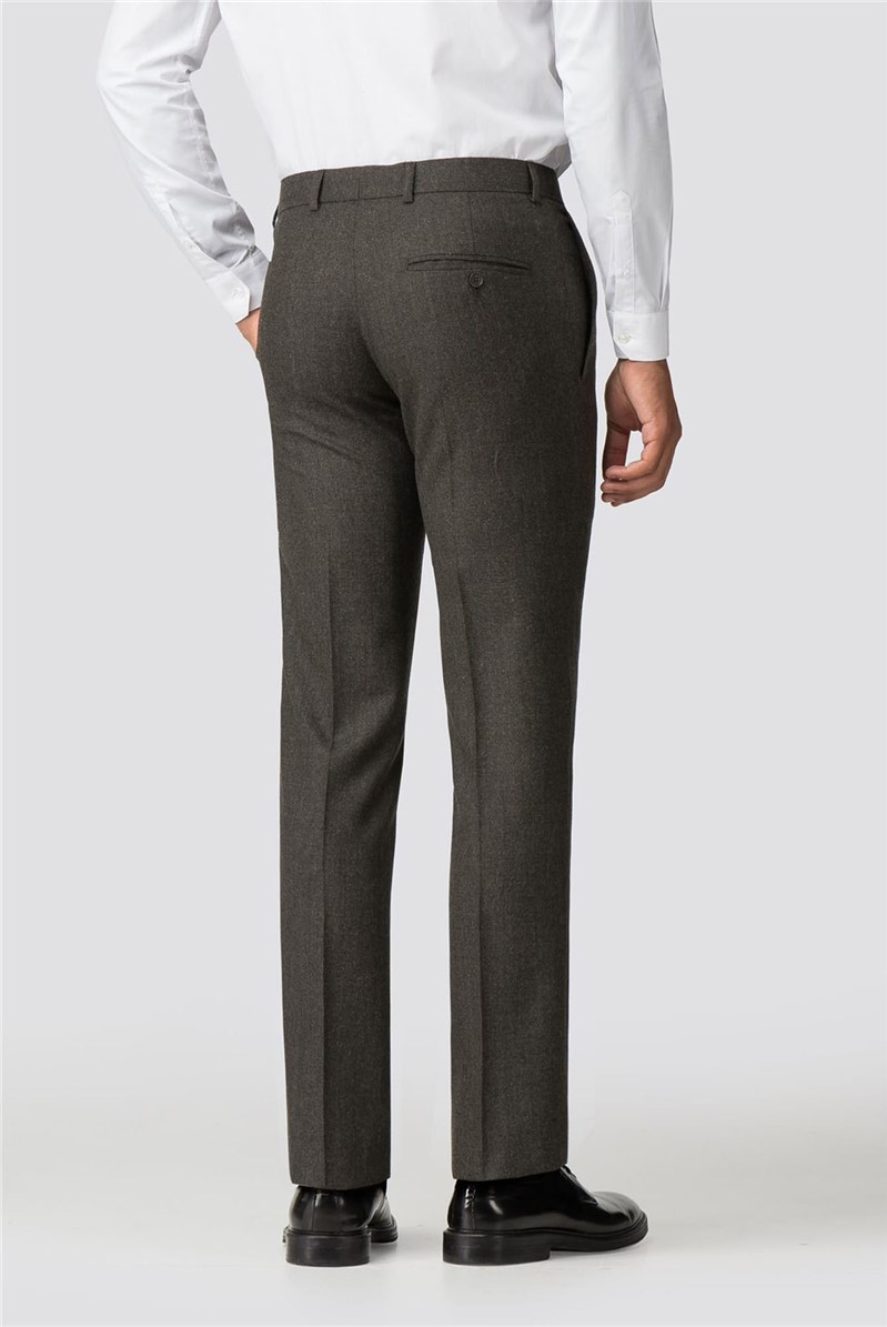 Olive Green Textured Tailored Fit Trousers