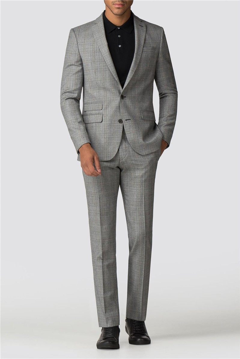  Grey Check Skinny Fit Suit Jacket