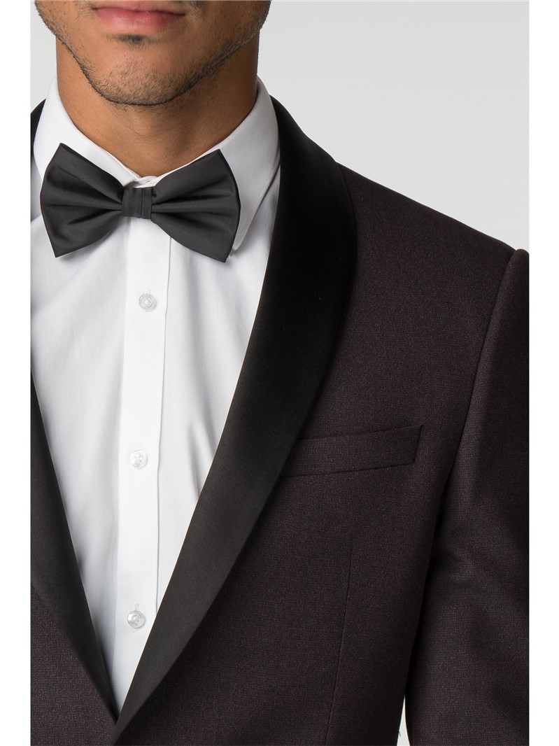  Burgundy Texture Contrast Lapel Tuxedo