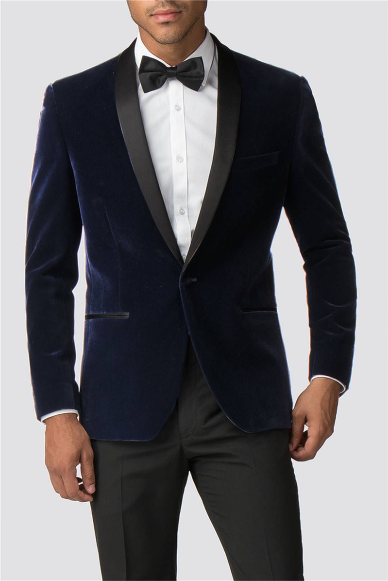 Limehaus | Navy Evening Mens Velvet Blazer | Suit Direct