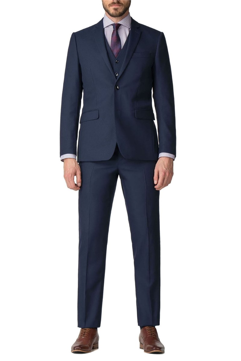 Stvdio Navy Texture Tailored Fit Suit Jacket