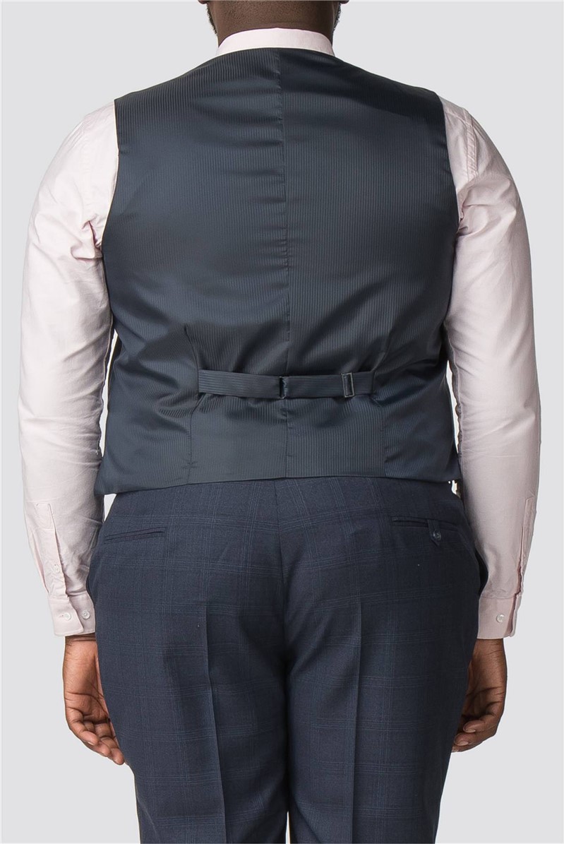 Scott & Taylor Big and Tall Navy Check Waistcoat