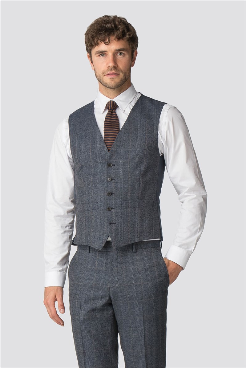  Blue Heritage Check Modern Big & Tall Waistcoat