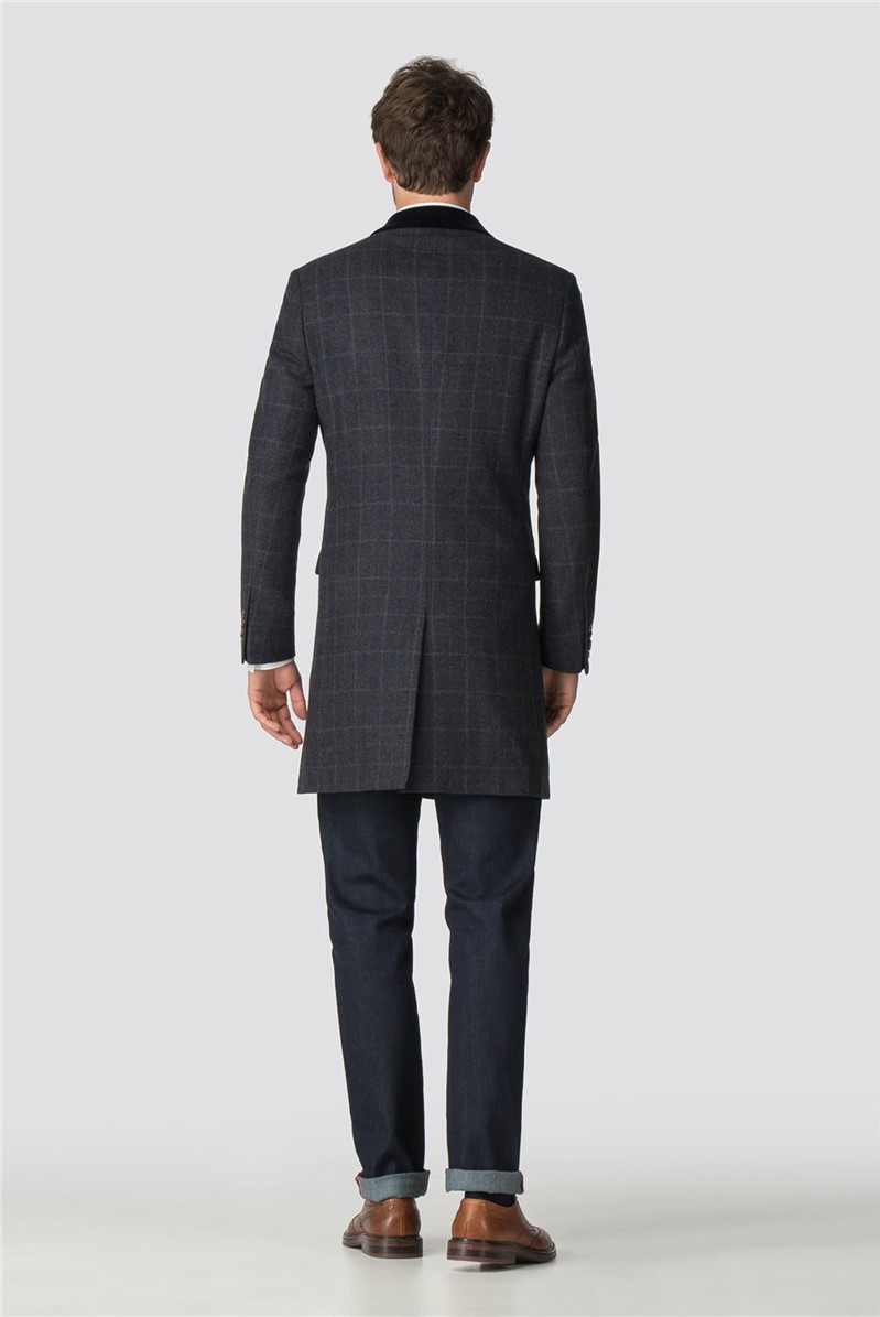  Blue Check Tailored Fit Overcoat