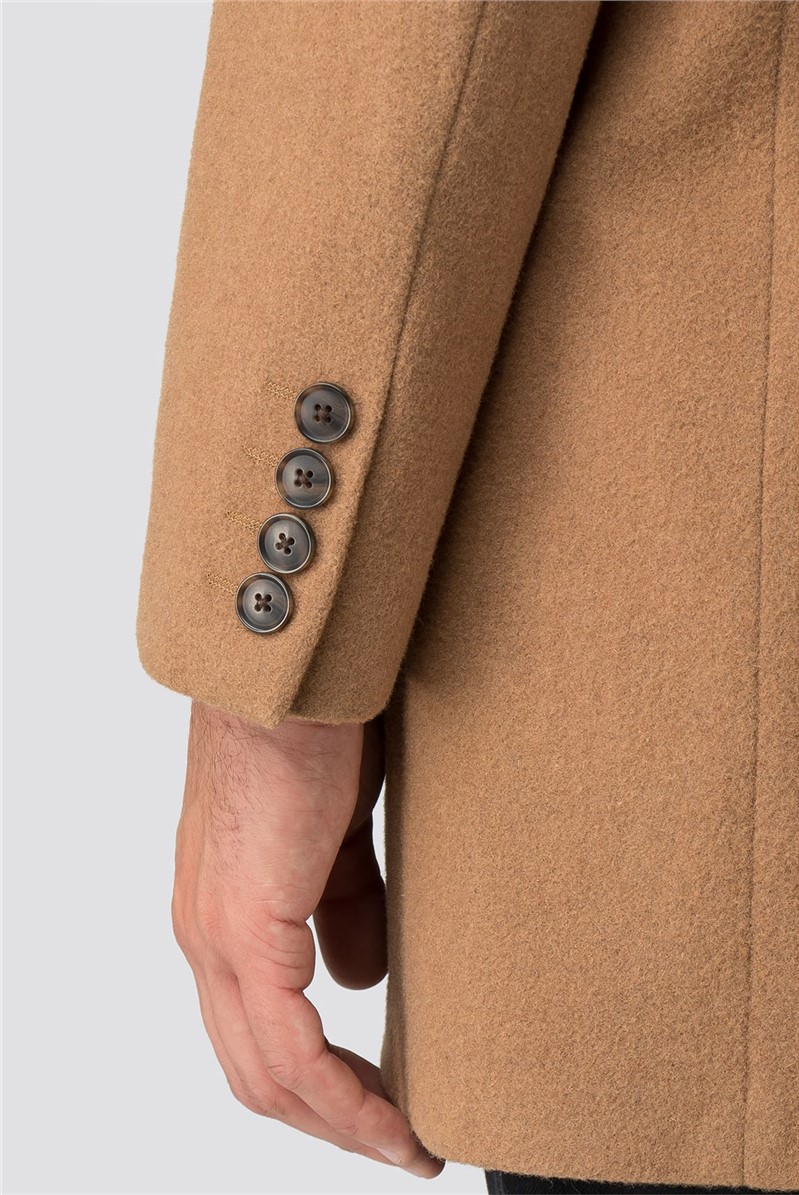  Camel Melton Tailored Fit Overcoat