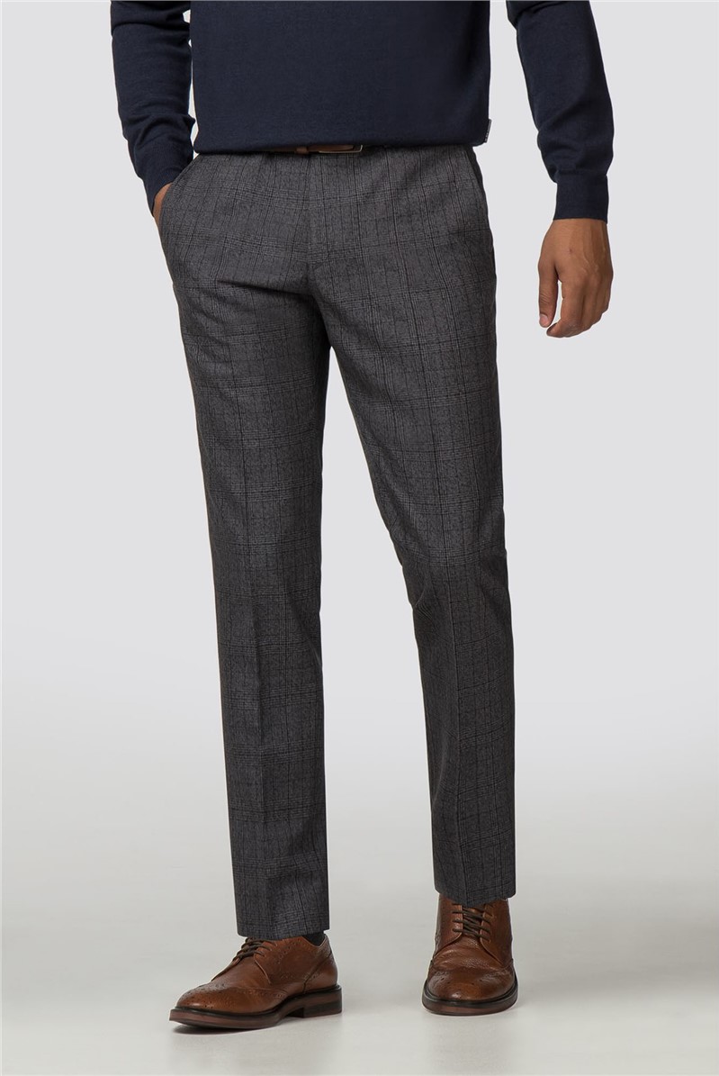 Limehaus | Men's Charcoal Grey Check Suit Trousers | Suit Direct