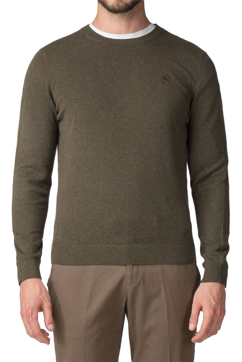  Green Cotton Crew Neck Jumper