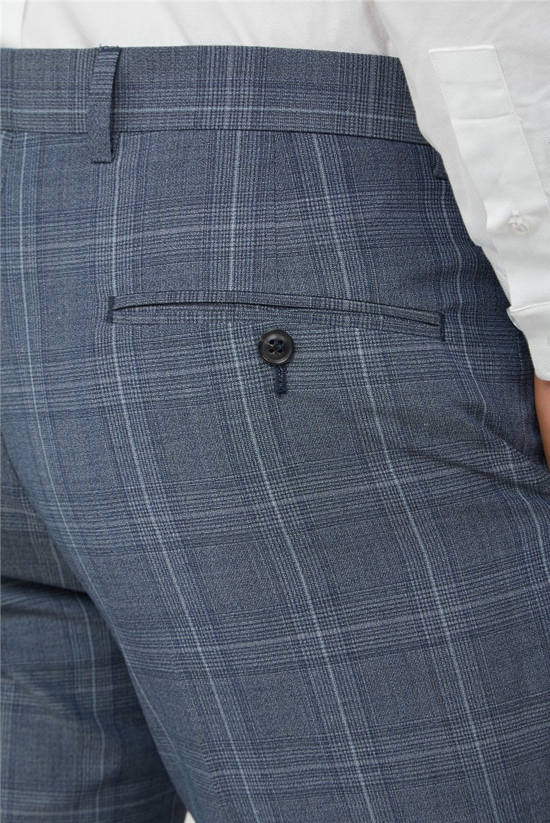 Ben Sherman | Airforce Blue Checked Trousers | Suit Direct