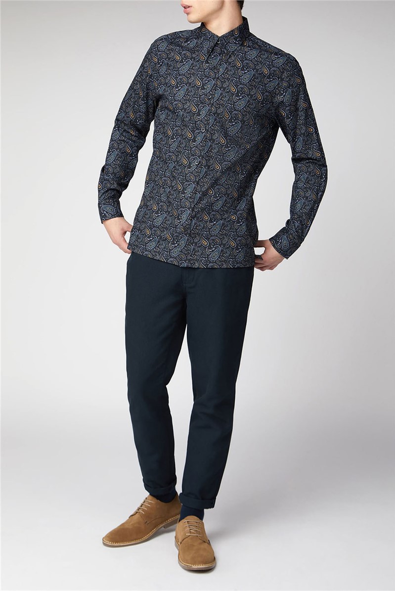  Long Sleeve Paisley Print Shirt