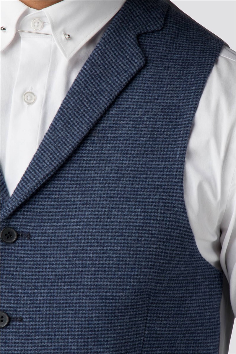  Oban Navy Blue Puppytooth Waistcoat