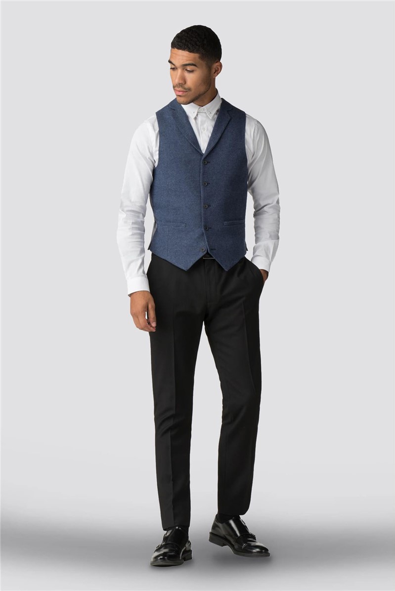  Oban Navy Blue Puppytooth Waistcoat