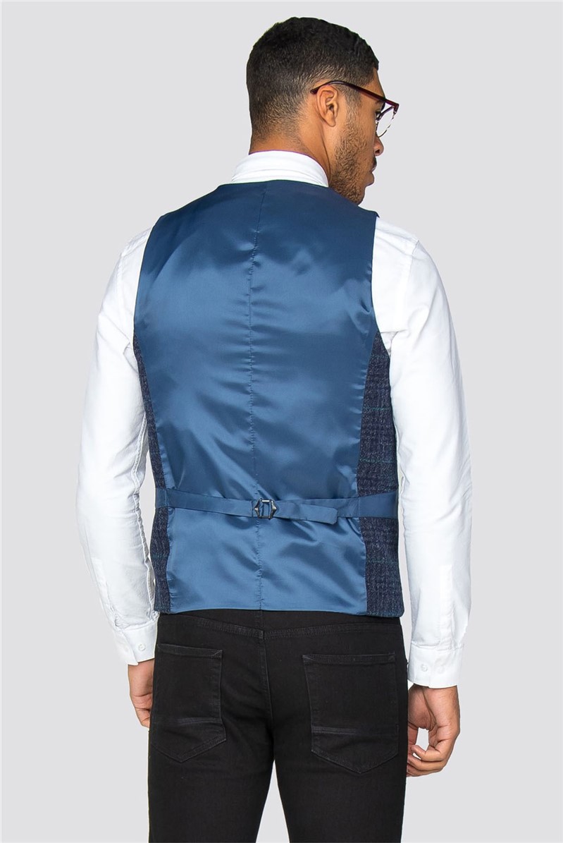 Without Prejudice Navy Checked Waistcoat Suit Direct