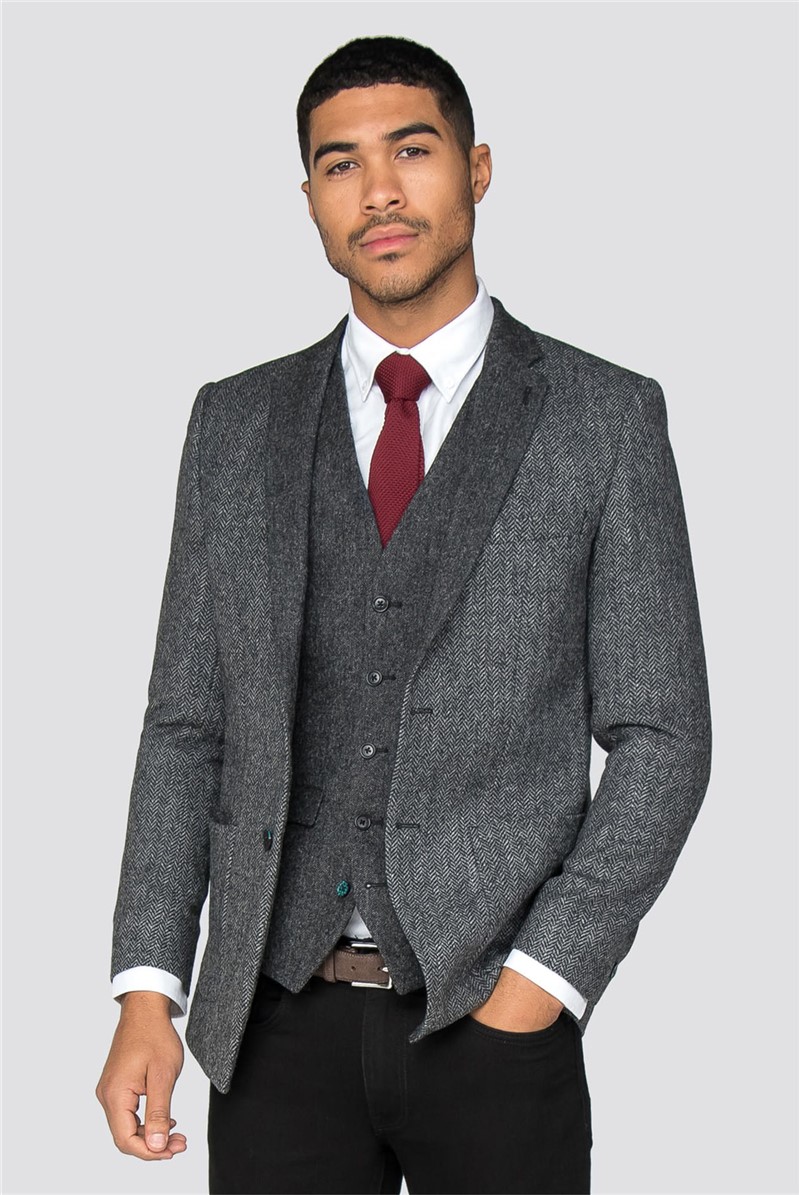 Mens grey tweed hot sale blazer