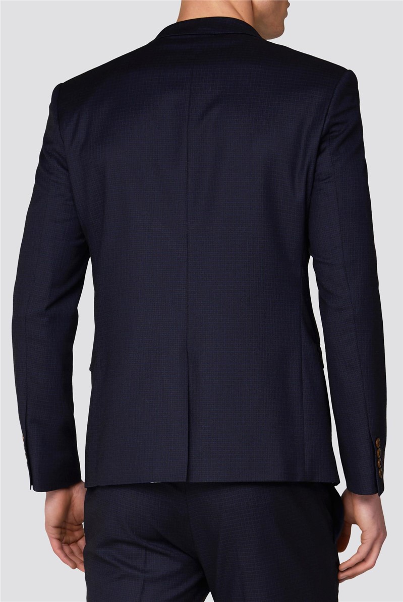 Tailored Fit Navy Rust Structure Jacket