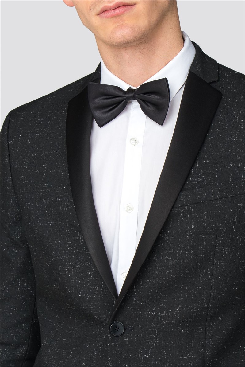  Black Silver Lurex Slim Fit Suit Jacket