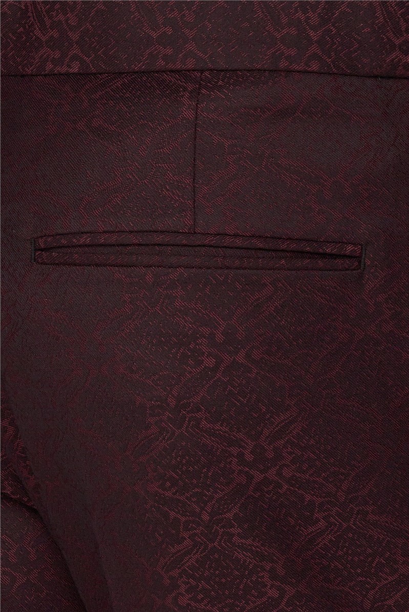  Burgundy Jacquard Slim Fit Tuxedo Trouser