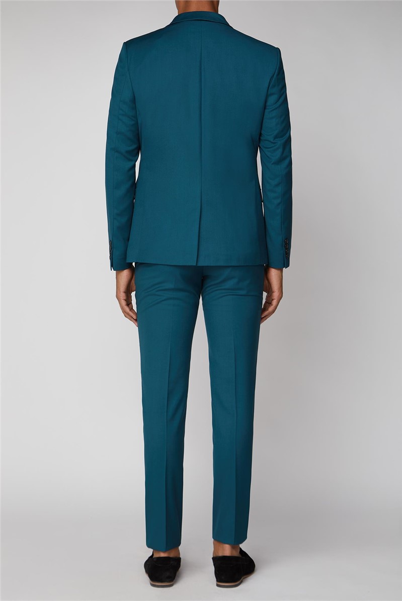  Teal Twill Skinny Fit Suit Jacket