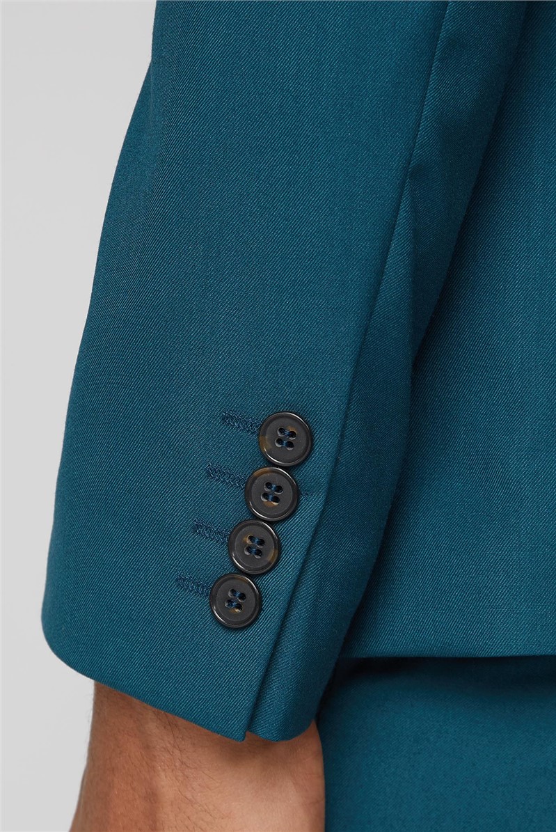  Teal Twill Skinny Fit Suit Jacket