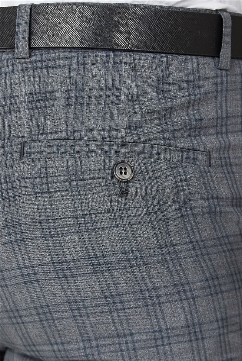 Stvdio Light Grey with Blue Windowpane Ivy League Trousers